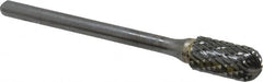 SGS Pro - 1/4" Cut Diam, 1/8" Shank Diam, Cylinder with Radius Head Double Cut Burr - Carbide, Radius End, 1/2" LOC, 2-15/16" OAL - Caliber Tooling