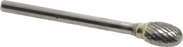 SGS Pro - 1/4" Cut Diam, 1/8" Shank Diam, Oval Head Double Cut Burr - Carbide, Radius End, 3/8" LOC - Caliber Tooling