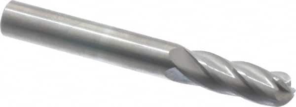 SGS Pro - 1/4" Cut Diam, 1/4" Shank Diam, Cylinder with Radius Head Single Cut Burr - Carbide, Radius End, 3/4" LOC, 2" OAL - Caliber Tooling