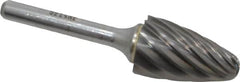 SGS Pro - 3/4" Cut Diam, 1/4" Shank Diam, Tree with Radius Head Single Cut Burr - Carbide, Radius End, 1-1/4" LOC, 3" OAL - Caliber Tooling