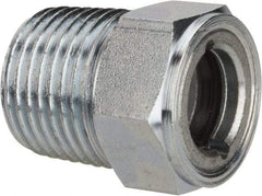 Trico - 1" Sight Diam, 1/2" Thread, 1-3/32" OAL, Viewport Sight Glass & Flow Sight - 7/8" Hex Head, With Baffle - Caliber Tooling