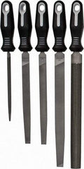 Nicholson - 5 Piece American Pattern File Set - 6", 8", 10" Long, Bastard Coarseness, Set Includes Flat, Half Round, Mill, Slim Taper - Caliber Tooling