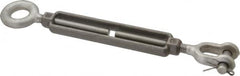 Made in USA - 2,200 Lb Load Limit, 1/2" Thread Diam, 6" Take Up, Stainless Steel Jaw & Eye Turnbuckle - 7-1/2" Body Length, 3/4" Neck Length, 13" Closed Length - Caliber Tooling