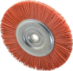 Dico - 6" OD, 5/8" Arbor Hole, Crimped Nylon Wheel Brush - 3/8" Face Width - Caliber Tooling