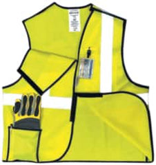 OccuNomix - Size XL High Visibility Yellow Solid Breakaway Vest - 44 to 46" Chest, ANSI 107-2015, Hook & Loop Closure, 3 Pockets, Polyester - Caliber Tooling