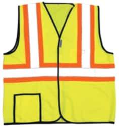 OccuNomix - Size L High Visibility Yellow Solid General Purpose Vest - 40 to 42" Chest, ANSI 107-2015, Hook & Loop Closure, 2 Pockets, Polyester - Caliber Tooling