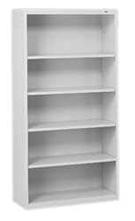 Tennsco - 5 Shelf, 66" High x 34-1/2" Wide Bookcase - 13-1/2" Deep, Steel, Putty - Caliber Tooling