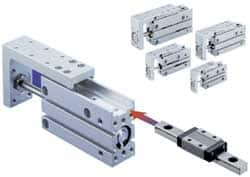 SMC PNEUMATICS - 6mm Bore x 25mm Stroke Compact Slide Cylinder - 101.5 Max psi, 14 to 158°F, M5x0.8 Port, 64.5mm Long x 16mm Wide x 39mm High - Caliber Tooling