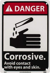 NMC - "Danger - Corrosive - Avoid Contact with Eyes and Skin", 10" Long x 7" Wide, Rigid Plastic Safety Sign - Rectangle, 0.05" Thick, Use for Accident Prevention - Caliber Tooling