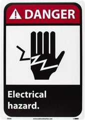 NMC - "Danger - Electrical Hazard", 14" Long x 10" Wide, Rigid Plastic Safety Sign - Rectangle, 0.05" Thick, Use for Accident Prevention - Caliber Tooling