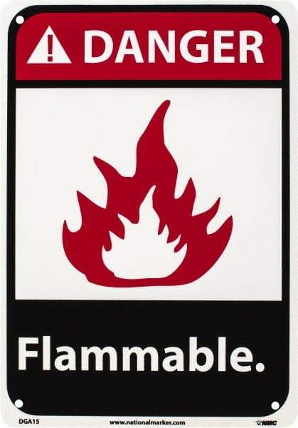 NMC - Danger - Flammable, Plastic Fire Sign - 7" Wide x 10" High - Caliber Tooling