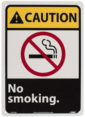 NMC - "Caution - No Smoking", 14" Long x 10" Wide, Rigid Plastic Safety Sign - Rectangle, 0.05" Thick, Use for Accident Prevention - Caliber Tooling