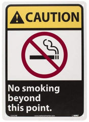 NMC - "Caution - No Smoking Beyond This Point", 14" Long x 10" Wide, Rigid Plastic Safety Sign - Rectangle, 0.05" Thick, Use for Accident Prevention - Caliber Tooling