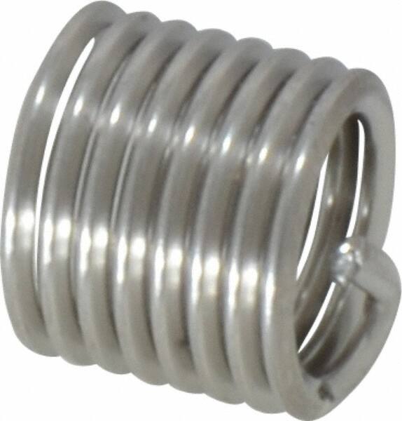 Recoil - M8x1.25 Metric Coarse, 12mm OAL, Free Running Helical Insert - 7-3/8 Free Coils, Tanged, Stainless Steel, Bright Finish, 1-1/2D Insert Length - Caliber Tooling