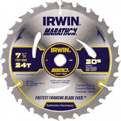 Irwin - 6-1/2" Diam, 5/8" Arbor Hole Diam, 18 Tooth Wet & Dry Cut Saw Blade - Carbide-Tipped, Framing & Ripping Action, Standard Round Arbor - Caliber Tooling