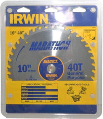 Irwin - 10" Diam, 5/8" Arbor Hole Diam, 40 Tooth Wet & Dry Cut Saw Blade - Carbide-Tipped, General Purpose Action, Standard Round Arbor - Caliber Tooling