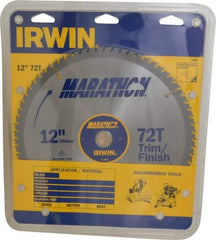 Irwin - 12" Diam, 1" Arbor Hole Diam, 72 Tooth Wet & Dry Cut Saw Blade - Carbide-Tipped, Finishing & Trimming Action, Standard Round Arbor - Caliber Tooling