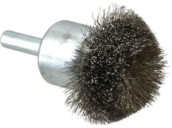 Anderson - 1-1/2" Brush Diam, Crimped, Flared End Brush - 1/4" Diam Shank, 20,000 Max RPM - Caliber Tooling