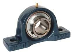 Value Collection - 1-1/2" ID, 3-27/32" OAW x 7-1/4" OAL x 3-27/32" OAH High Temperature Ball Bearing Pillow Block - 4,000 Lb Static Cap, 6,400 Lb Dyn Cap, 5.406" Btw Mnt Hole Ctrs, 1-15/16" Base-to-Ctr Ht, Cast Iron - Caliber Tooling