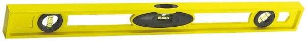 Stanley - 48" Long 3 Vial I-Beam Level - ABS Plastic, Yellow, 1 45°, 1 Level & 1 Plumb Vials - Caliber Tooling