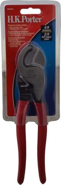 H.K. Porter - 9-1/2" OAL, Cable Cutter - 3/4" Jaw Length x 3/4" Jaw Width, Oval Head, Cushion Handle - Caliber Tooling