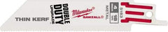 Milwaukee Tool - 4" Long x 3/4" Thick, Steel Reciprocating Saw Blade - Straight Profile, 18 TPI, Toothed Edge, Universal Shank - Caliber Tooling