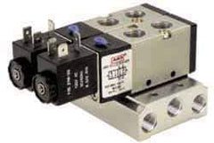 ARO/Ingersoll-Rand - 1/4", 4-Way 2-Position Maxair Stacking Solenoid Valve - 120 VAC, 0.7 CV Rate, 1.37" High - Caliber Tooling