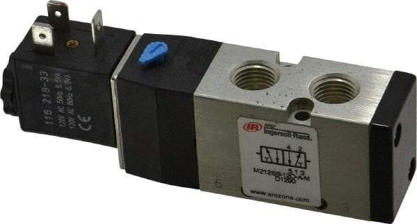ARO/Ingersoll-Rand - 1/4", 4-Way 2-Position Maxair Stacking Solenoid Valve - 120 VAC, 0.7 CV Rate, 1.37" High - Caliber Tooling