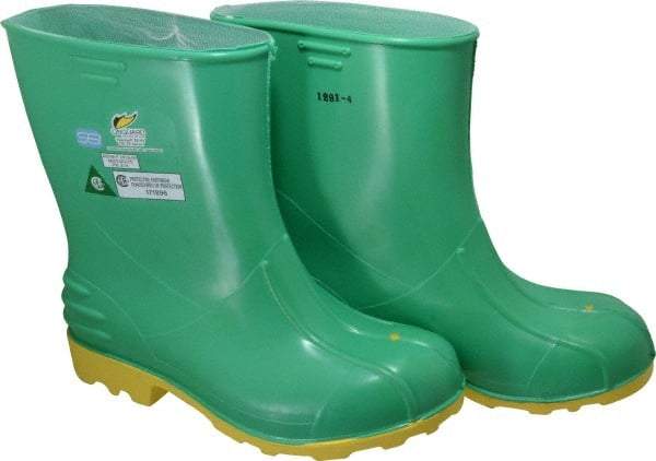 Dunlop Protective Footwear - Men's Size 9-10 Medium Width Steel Knee Boot - Green, PVC Upper, 11" High, Chemical Resistant, Non-Slip - Caliber Tooling