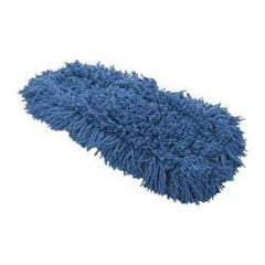 Rubbermaid - 18" Long x 5" Wide Synthetic Dust Mop Head - Slip-On/Slip-Through Backing, Blue, Twisted Loop Head - Caliber Tooling