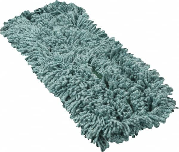 Rubbermaid - 24" Long x 5" Wide Yarn Blend Dust Mop Head - Slip-On/Slip-Through Backing, Green, Twisted Loop Head, Anti-Microbial - Caliber Tooling