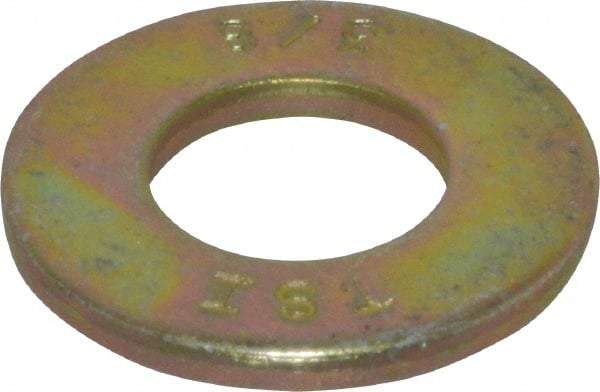 Value Collection - 3/8" Screw, Grade 8 Steel SAE Flat Washer - 13/32" ID x 13/16" OD, 1/16" Thick, Zinc Yellow Dichromate Finish - Caliber Tooling