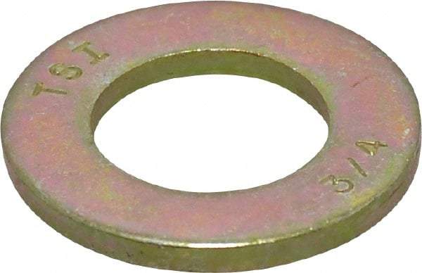 Value Collection - 3/4" Screw, Grade 8 Steel SAE Flat Washer - 13/16" ID x 1-1/2" OD, 9/64" Thick, Zinc Yellow Dichromate Finish - Caliber Tooling