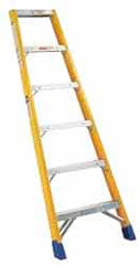 Made in USA - 10 Ft. High, Type IA Rating, Fiberglass Shelf Ladder - Caliber Tooling