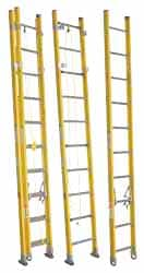 Made in USA - 32' High, Type IA Rating, Fiberglass Extension Ladder - Caliber Tooling