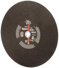 Norton - 16" Aluminum Oxide Cutoff Wheel - 7/64" Thick, 1" Arbor, 3,820 Max RPM, Use with Stationary Tools - Caliber Tooling