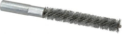 Value Collection - 3/8" Diam Helical Steel Tube Brush - Double Spiral, 0.008" Filament Diam, 2-23/64" Brush Length, 4" OAL, 3/16-24 Female Shank - Caliber Tooling