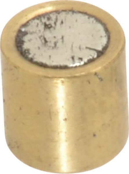 Mag-Mate - 1/4" Diam x 1/4" High, 0.63 Lb Average Pull Force, 1-1/4 Lb Max Pull Force, Neodymium Rare Earth Shielded Magnet - Brass Shield, 0.032" Shielding Wall Thickness - Caliber Tooling