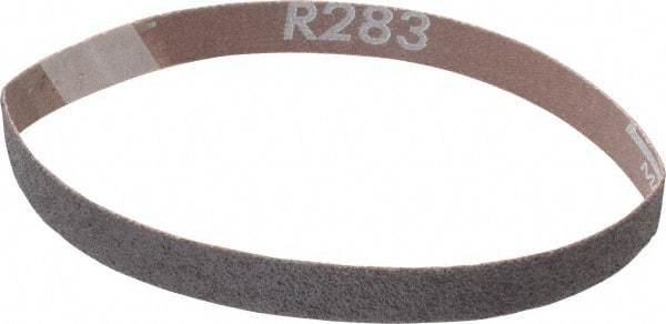 Norton - 1/2" Wide x 12" OAL, 60 Grit, Aluminum Oxide Abrasive Belt - Aluminum Oxide, Medium, Coated, X Weighted Cloth Backing, Series R283 - Caliber Tooling