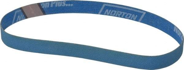 Norton - 1/2" Wide x 18" OAL, 120 Grit, Aluminum Oxide Abrasive Belt - Aluminum Oxide, Fine, Coated, X Weighted Cloth Backing, Series R283 - Caliber Tooling