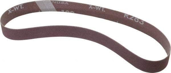 Norton - 3/4" Wide x 20-1/2" OAL, 100 Grit, Aluminum Oxide Abrasive Belt - Aluminum Oxide, Fine, Coated, Cloth Backing, Series R283 - Caliber Tooling