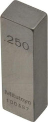 Mitutoyo - 0.25" Rectangular Steel Gage Block - Accuracy Grade AS-1, Includes Certificate of Inspection - Caliber Tooling