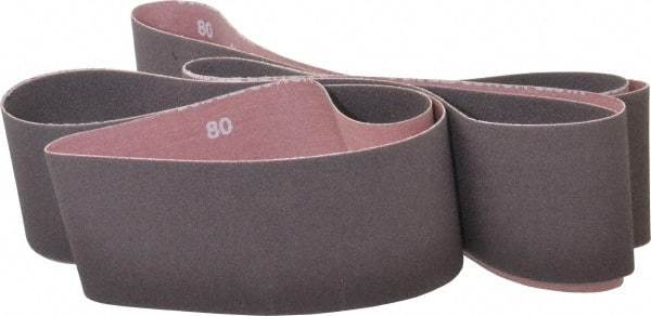 Norton - 3" Wide x 132" OAL, 80 Grit, Aluminum Oxide Abrasive Belt - Aluminum Oxide, Medium, Coated, X Weighted Cloth Backing, Series R228 - Caliber Tooling