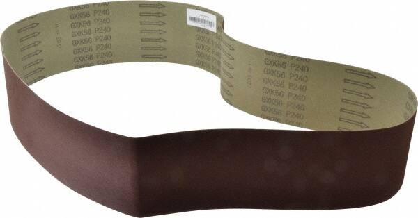 Tru-Maxx - 4" Wide x 54" OAL, 240 Grit, Aluminum Oxide Abrasive Belt - Aluminum Oxide, Very Fine, Coated, X Weighted Cloth Backing - Caliber Tooling