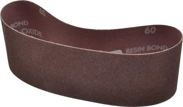 Norton - 3" Wide x 21" OAL, 60 Grit, Aluminum Oxide Abrasive Belt - Aluminum Oxide, Medium, Coated, X Weighted Cloth Backing, Series R228 - Caliber Tooling