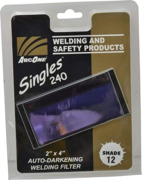 ArcOne - 4-1/4" Wide x 2" High, Lens Shade 12, Auto-Darkening Lens - 0.2" Thick, Green, Horizontal Mount - Caliber Tooling