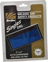 ArcOne - 4-1/4" Wide x 2" High, Lens Shade 9, Auto-Darkening Lens - 0.2" Thick, Green, Horizontal Mount - Caliber Tooling