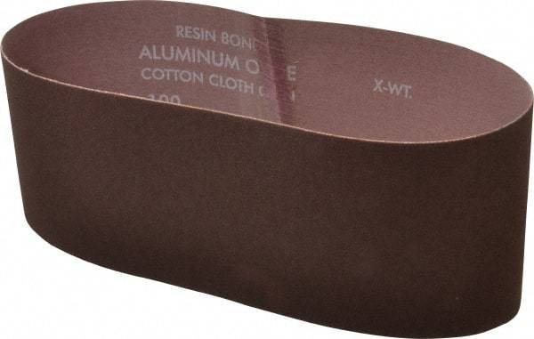 Norton - 4" Wide x 24" OAL, 100 Grit, Aluminum Oxide Abrasive Belt - Aluminum Oxide, Fine, Coated, X Weighted Cloth Backing, Series R228 - Caliber Tooling