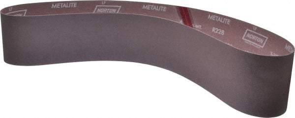 Norton - 4" Wide x 54" OAL, 120 Grit, Aluminum Oxide Abrasive Belt - Aluminum Oxide, Fine, Coated, X Weighted Cloth Backing, Series R228 - Caliber Tooling