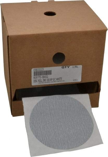 Made in USA - 5" Diam, 320 Grit Silicon Carbide Adhesive PSA Disc - Extra Fine Grade, B Weighted Paper Backing, For Low Speed Dual-Action Sanders, Random Orbital Sanders - Caliber Tooling